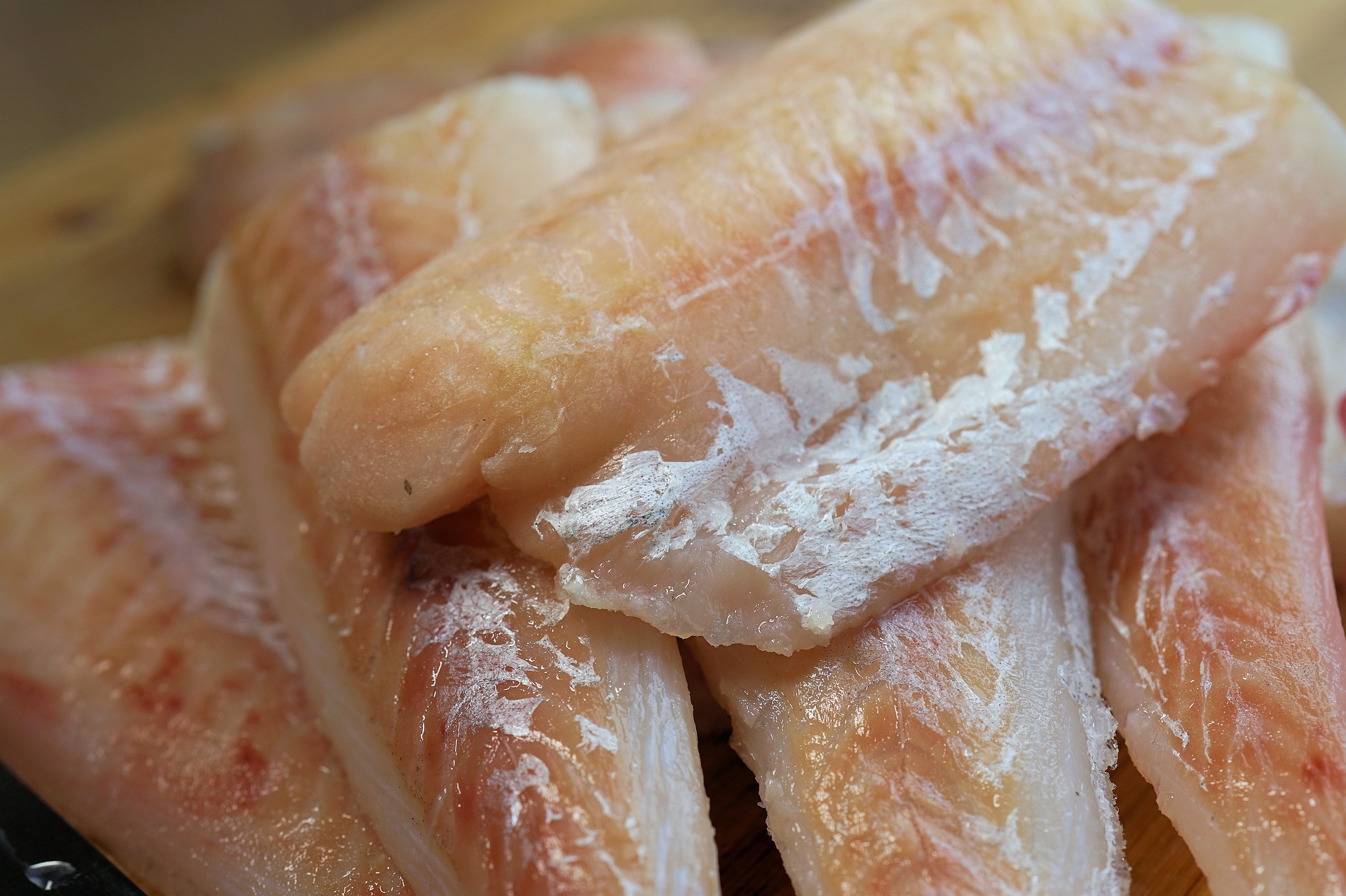 Raw freshly cleaned fish fillets