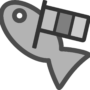 A drawing of a fish with a tag