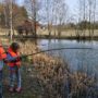 Kids fishing in a local pond