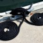 Dock lines tied and a cleat and coiled
