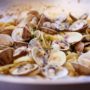 Pasta with clams on top