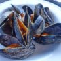 Steamed mussels served on a dish